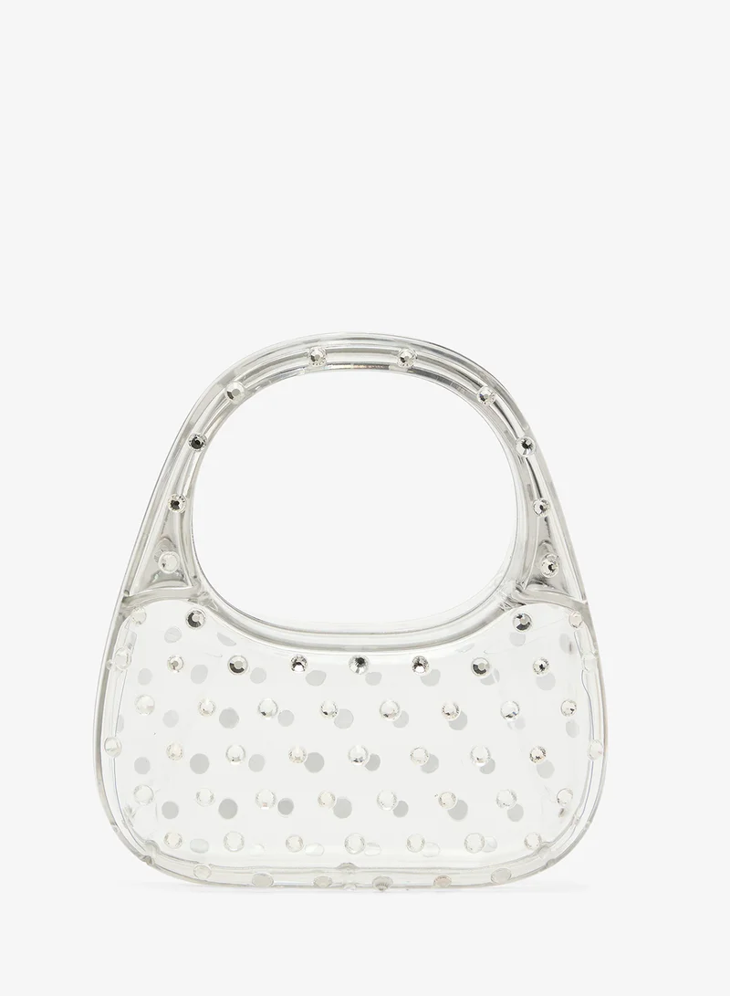 Clear Transparent Diamonte Embellished Statement Clutch